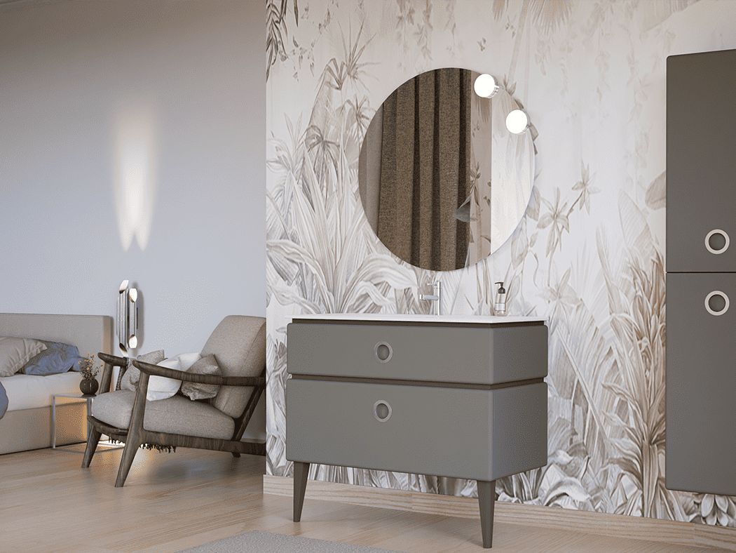 Meuble vasque Jolie-Môme, L101 avec miroir - DECOTEC