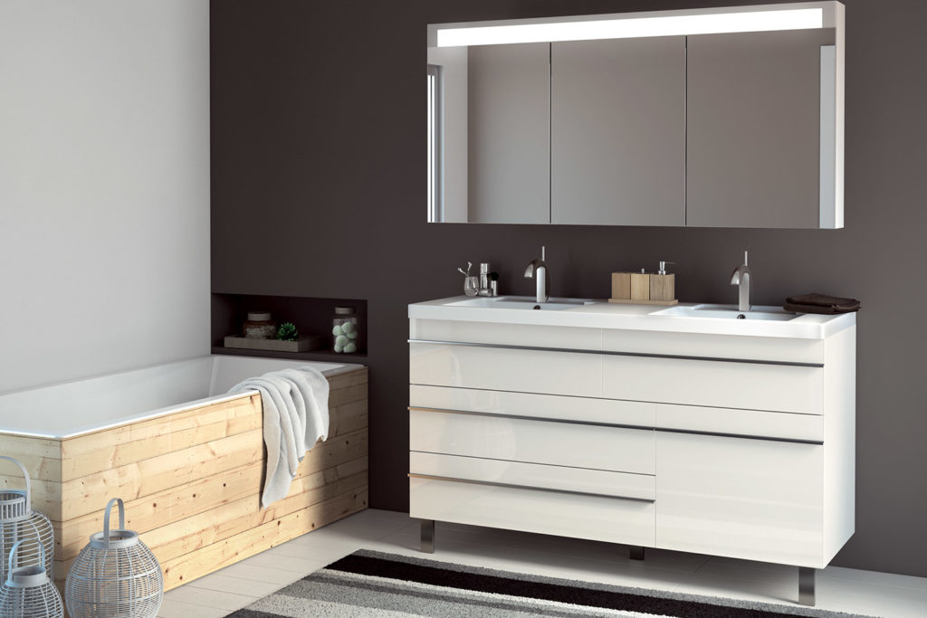 The Rivoli monobloc washbasin cabinet by DECOTEC