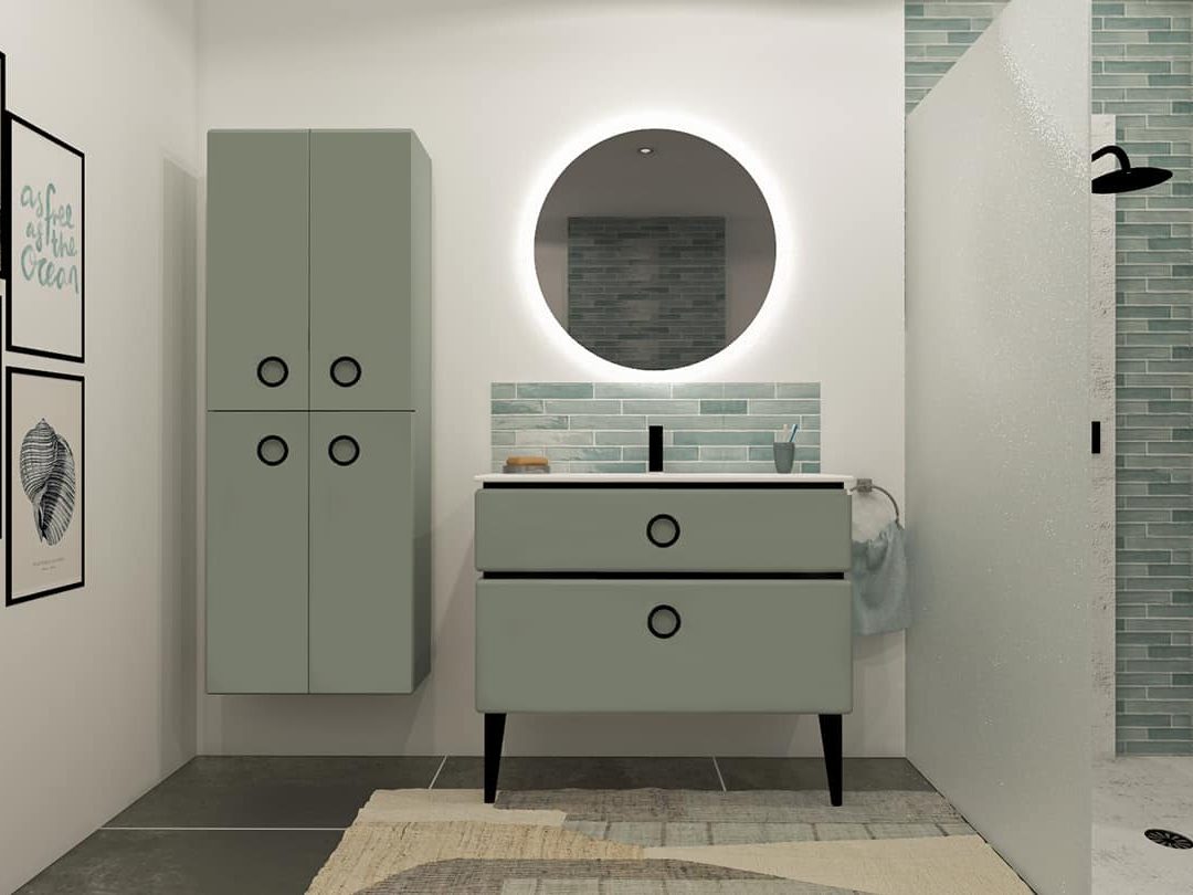 Meuble de salle de bain Jolie Môme, L 120 et colonne 2 portes