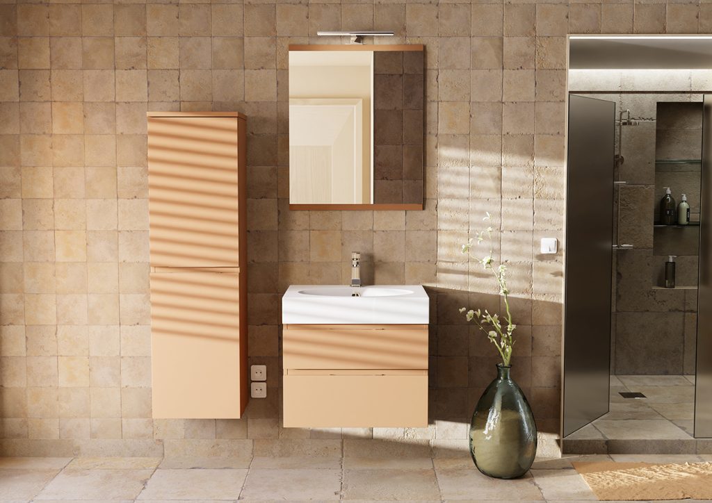 Meuble vasque 2 tiroirs Egoïste, ocre mat - DECOTEC