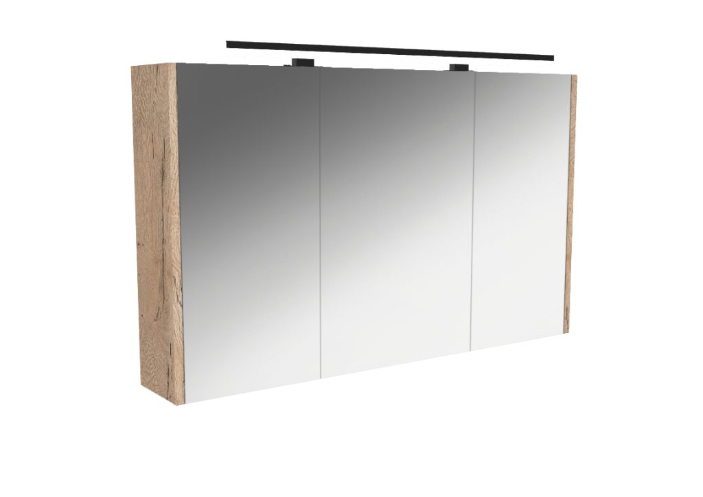 Armoire Courtoisie L100 Chene brut naturel + spot LED L80 Paname Noir mat