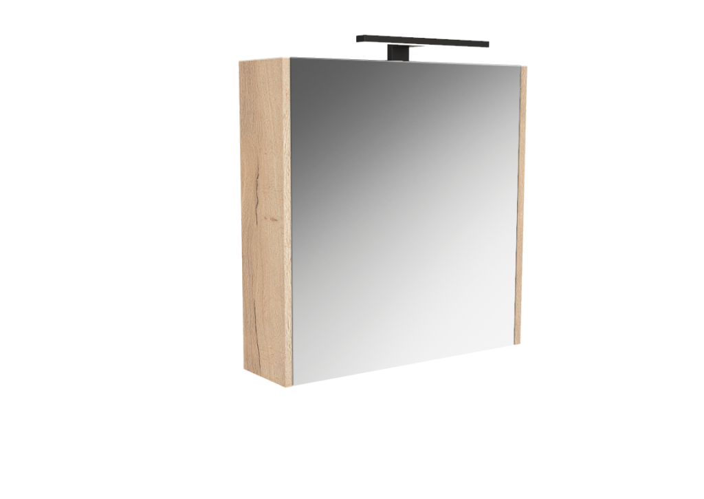 Armoire Courtoisie L60 - Chene brut naturel + spot LED Celeste L30 Noir mat