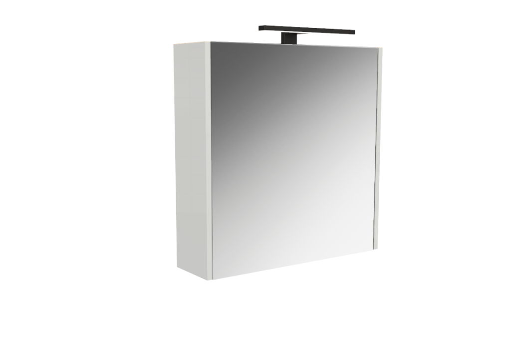 Armoire Courtoisie L60 - laque Blanc mat + spot LED Celeste L30 Noir mat