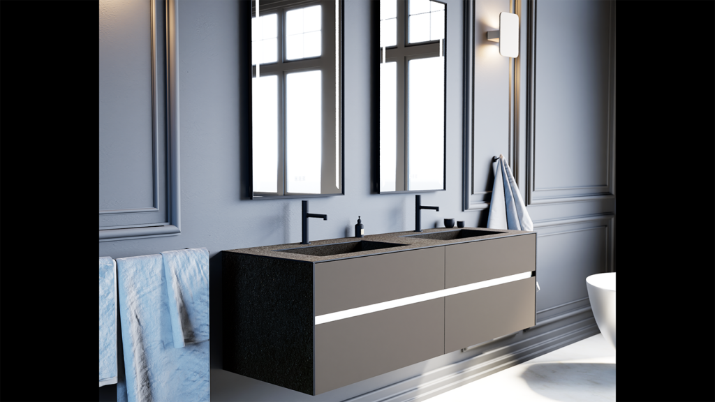 Meuble de salle de bain vasque intégrée - DECOTEC