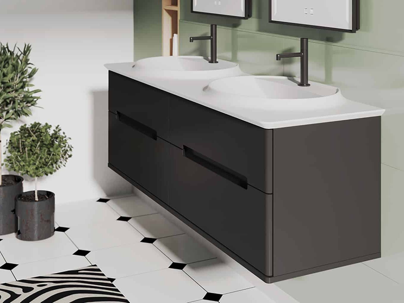 Meuble vasque Résonance noir par DECOTEC