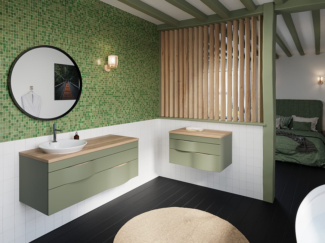 ILLUSION Fougère furniture and Essential Black mirror 