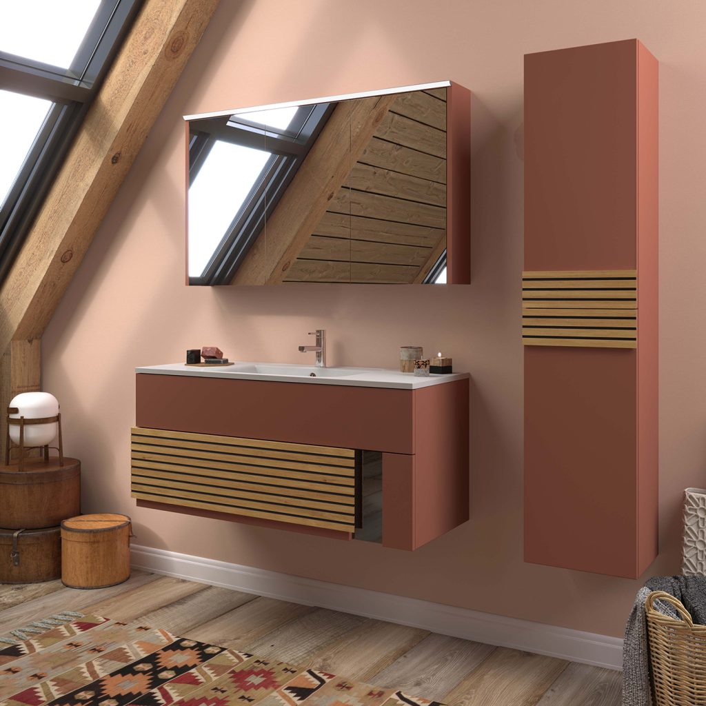 Archi Terracotta mat washbasin cabinet, 120 cm