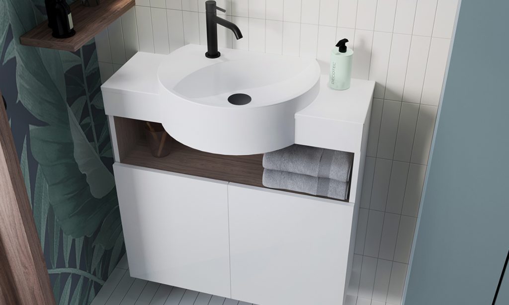 Vanity unit L75 ASTUCE color White 