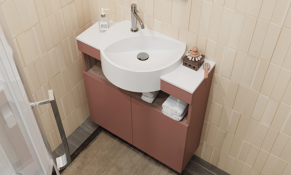 meuble vasque Astuce, terracotta, 75 cm