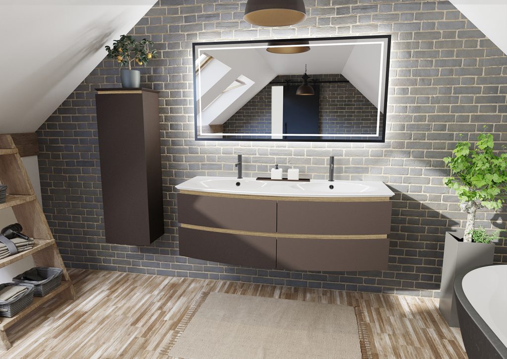 Meuble vasque Bel Ami couleur bronze mat - L145 - DECOTEC