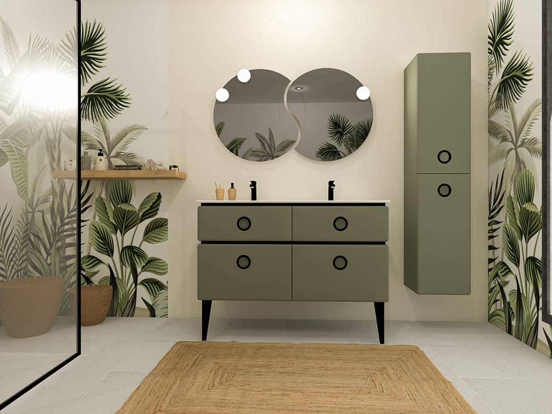 Jolie Mome L121 Fougere - miroirs Les Inseparables Ø70 - Colonne H162