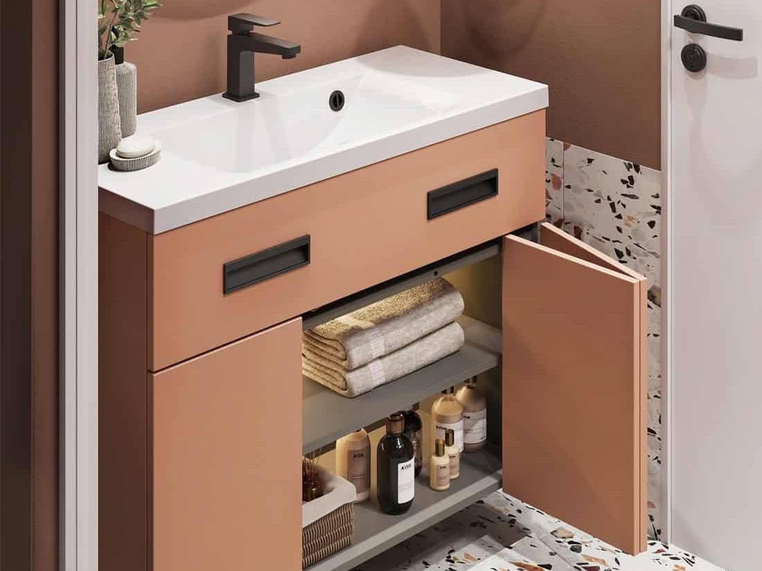 Meuble vasque optimum L120, terracotta